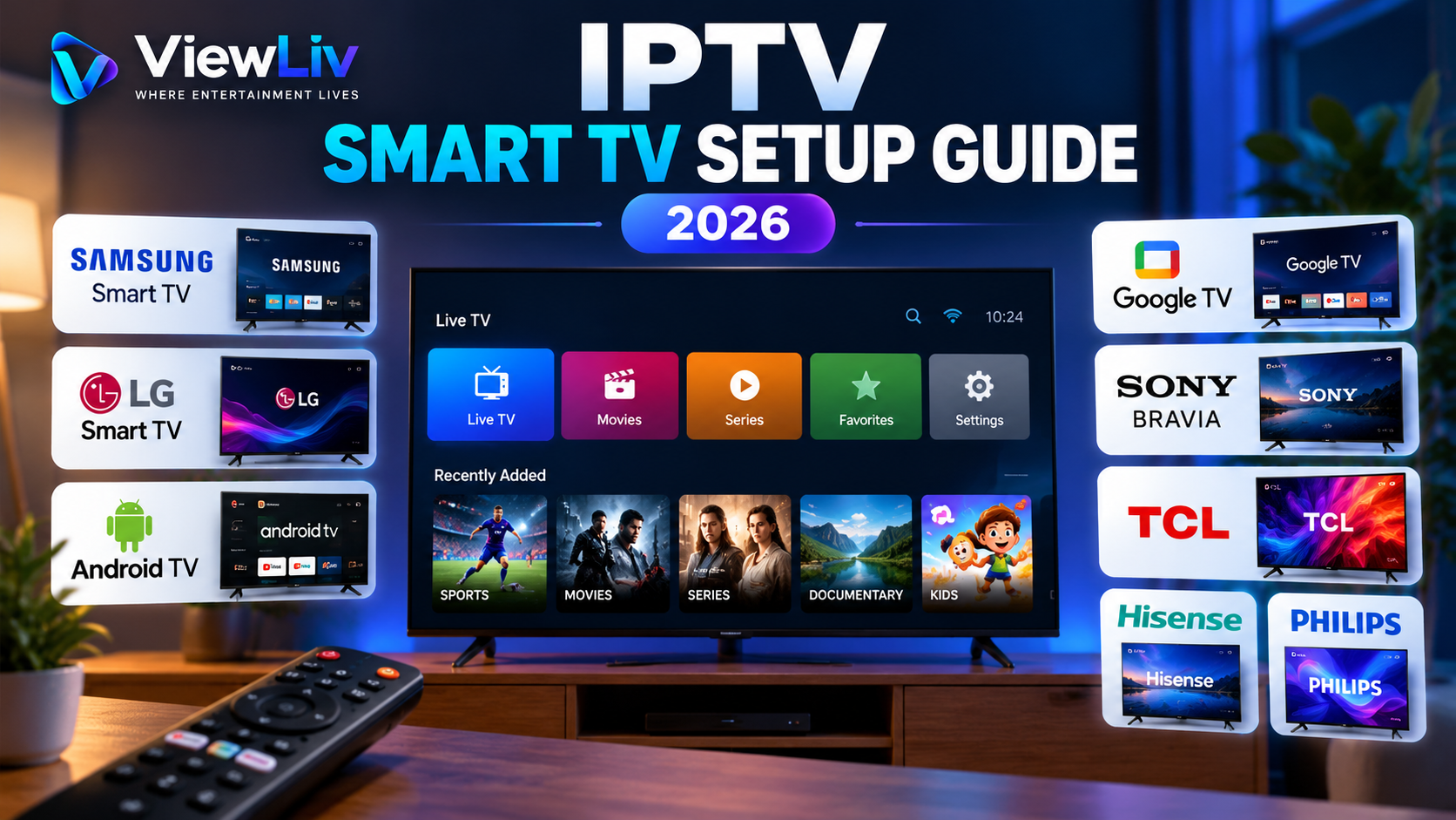 How to set up IPTV on Smart TV including Samsung, LG, Android TV and Google TV — 2026 setup guide